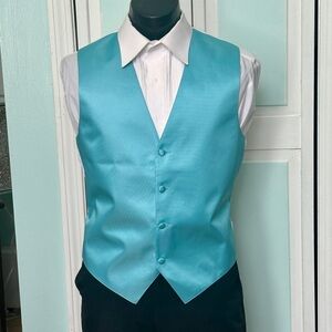 Pool Aqua Twill Closed Back Vest Wedding Prom Men’s Medium M